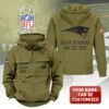 Personalized New England Patriots 2025 Salute to Service Military Green Vintage Quarter Zip Hoodie