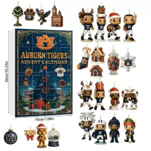 Auburn Tigers Football Advent Calendar Acrylic Hanging Decor Box 24 Collectible Surprises