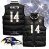 Baltimore Ravens Unisex Puffer Vest Sleeveless Down Jacket- Black / Kyle Hamilton - 14