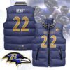 Baltimore Ravens Unisex Puffer Vest Sleeveless Down Jacket- Purple / Derrick Henry - 22