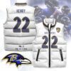 Baltimore Ravens Unisex Puffer Vest Sleeveless Down Jacket- White / Derrick Henry - 22