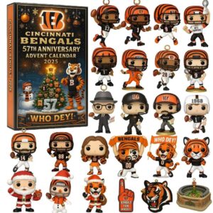 Cincinnati Bengals 57th Anniversary Advent Calendar Acrylic Hanging Decor Box 2025 Acrylic Christmas