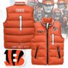 Cincinnati Bengals Unisex Puffer Vest Sleeveless Down Jacket- Orange / Ja'Marr Chase - 1