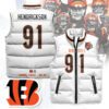 Cincinnati Bengals Unisex Puffer Vest Sleeveless Down Jacket- White / Trey Hendrickson - 91