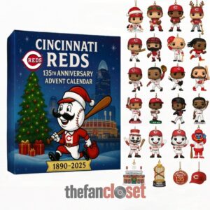 Cincinnati Reds 135th Anniversary 2025 Advent Calendar Acrylic Hanging Decor Box