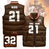 Cleveland Browns Unisex Puffer Vest Sleeveless Down Jacket- Brown / Denzel Ward-21