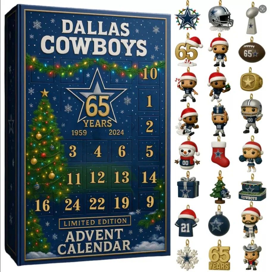 Dallas-Cowboys-Advent-Calendar-Acrylic-Hanging-Decor-Box-2025-65th-Anniversary-Collectibles Dallas Cowboys Advent Calendar Acrylic Hanging Decor Box 2025 65th Anniversary Collectibles