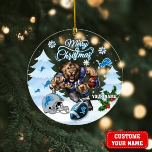 Detroit Lions Merry Christmas Ornament 2025