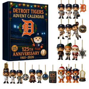 Detroit Tigers Advent Calendar Acrylic Hanging Decor Box - 24 Surprise Mini Figure Collectibles