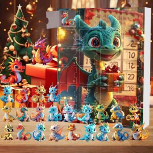 Dragon Advent Calendar Acrylic Hanging Decor Box 2025 Fantasy Christmas Countdown Box Mini Dragon Figurine Set