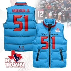 Houston Texans Unisex Puffer Vest Sleeveless Down Jacket- Blue / Will Anderson Jr.-51