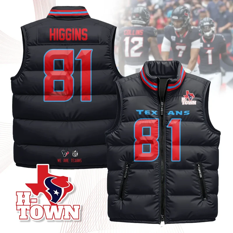 Houston-Texans-Unisex-Puffer-Vest-Sleeveless-Down-Jacket-Navy-Jayden-Higgins-81 Houston Texans Unisex Puffer Vest Sleeveless Down Jacket- Navy / Jayden Higgins-81