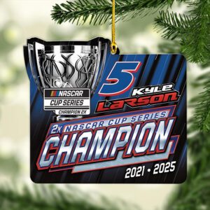 Kyle Larson 2025 NASCAR Cup Series Champion Custom Shape 2-sided Acrylic Ornament KLCHAMP1012