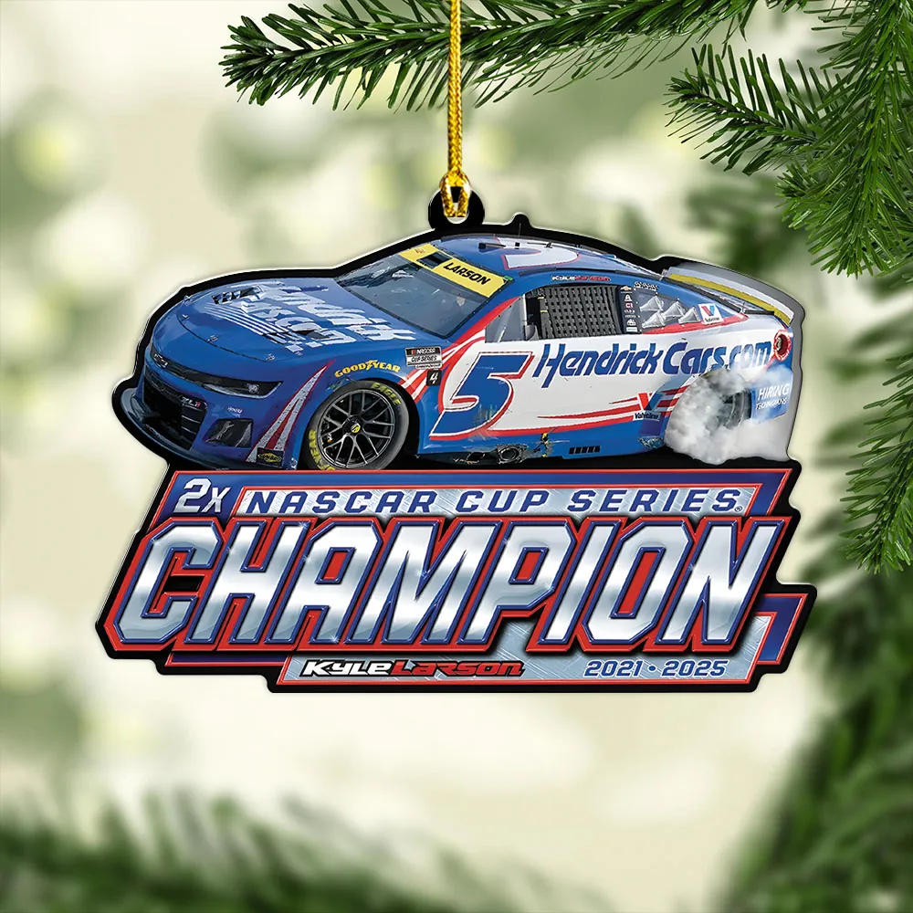 Kyle Larson 2025 NASCAR Cup Series Champion Custom Shape 2-sided Acrylic Ornament KLCHAMP1013