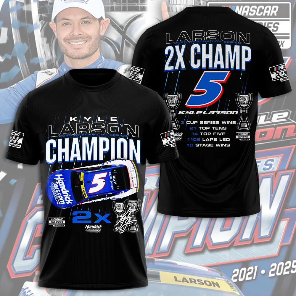 Kyle Larson 2025 NASCAR Cup Series Champion Unisex Performace T-Shirt KLCHAMP1029