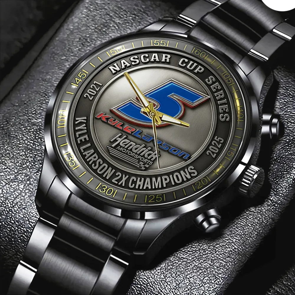 Kyle Larson NASCAR Cup Series Champions Black Stainless Steel Watch GIFT1032