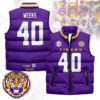 LSU Tigers Unisex Puffer Vest Sleeveless Down Jacket- Purple / Whit Weeks - 40