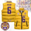 LSU Tigers Unisex Puffer Vest Sleeveless Down Jacket- Yellow / Barion Brown - 6