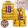LSU Tigers Unisex Puffer Vest Sleeveless Down Jacket- Yellow / Garrett Nussmeier - 18