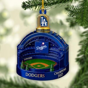 Los Angeles Dodgers 2025 World Series Champions Custom Shape 2-sided Acrylic Ornament CHAMP1041