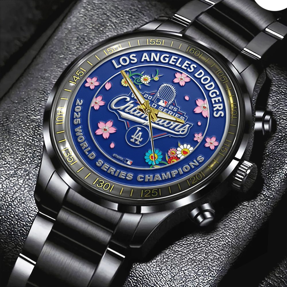 Los-Angeles-Dodgers-Black-Stainless-Steel-Watch-GIFT1045 Los Angeles Dodgers Black Stainless Steel Watch GIFT1045