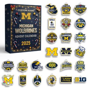 Michigan Wolverines Advent Calendar Acrylic Hanging Decor Box 2025 - Christmas Gift