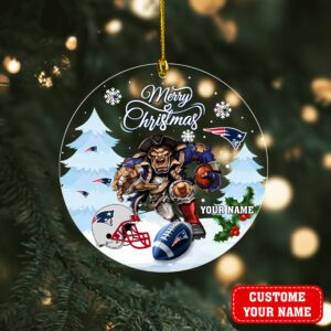 New England Patriots Merry Christmas Ornament 2025