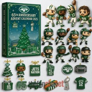 New York Jets 65th Anniversary Advent Calendar Acrylic Hanging Decor Box 2025