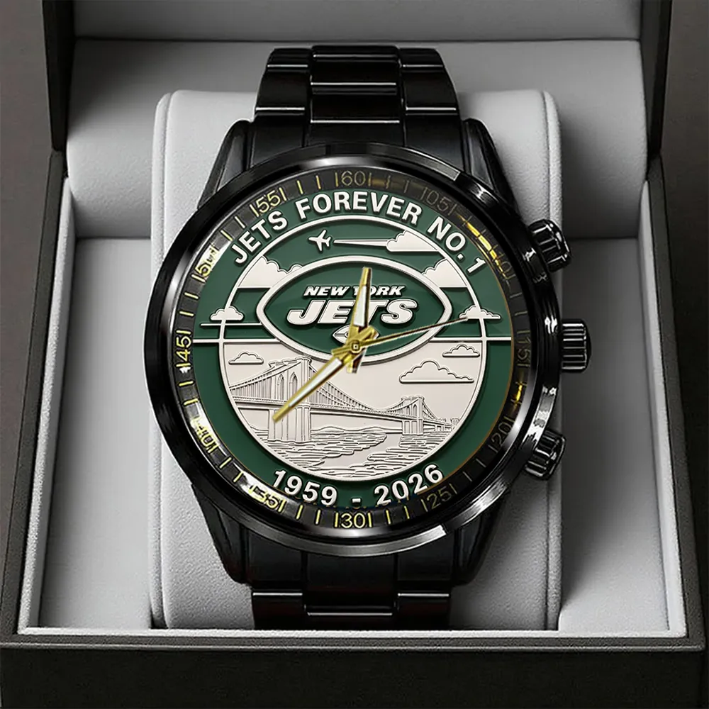 New York Jets 67th Anniversary Black Stainless Steel Watch GIFT1009