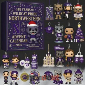Northwestern Wildcats 149th Anniversary Advent Calendar Acrylic Hanging Decor Box