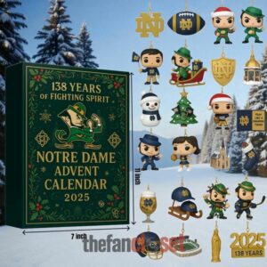 Notre Dame Fighting Irish 138th Anniversary Advent Calendar Acrylic Hanging Decor Box