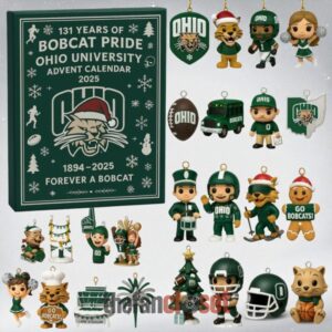 Ohio Bobcats 131st Anniversary Advent Calendar Acrylic Hanging Decor Box