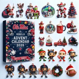 Ole Miss Rebels Hotty Toddy Advent Calendar Acrylic Hanging Decor Box 2025