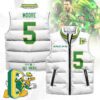 Oregon Ducks Unisex Puffer Vest Sleeveless Down Jacket- White / Dante Moore - 5