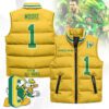 Oregon Ducks Unisex Puffer Vest Sleeveless Down Jacket- Yellow / Dakorien Moore - 1