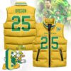 Oregon Ducks Unisex Puffer Vest Sleeveless Down Jacket- Yellow / Oregon - 25