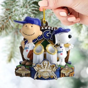 Peanuts x Los Angeles Dodgers Custom Shape 2-sided Acrylic Ornament CHAMP1038