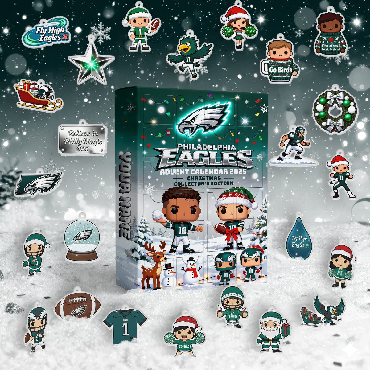 Philadelphia-Eagles-2025-Advent-Calendar-Acrylic-Hanging-Decor-Box-Limited-Edition Philadelphia Eagles 2025 Advent Calendar Acrylic Hanging Decor Box - Limited Edition