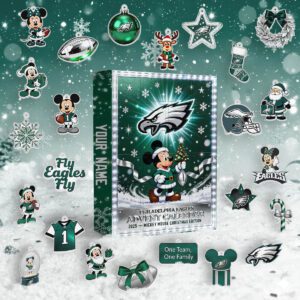 Philadelphia Eagles Advent Calendar Acrylic Hanging Decor Box - Gift For Fan