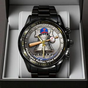 Philadelphia Phillies 142nd Anniversary Black Stainless Steel Watch GIFT1005