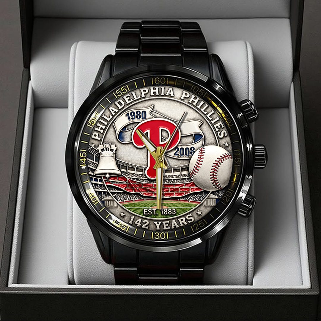 Philadelphia-Phillies-142nd-Anniversary-Black-Stainless-Steel-Watch-GIFT1010 Philadelphia Phillies 142nd Anniversary Black Stainless Steel Watch GIFT1010