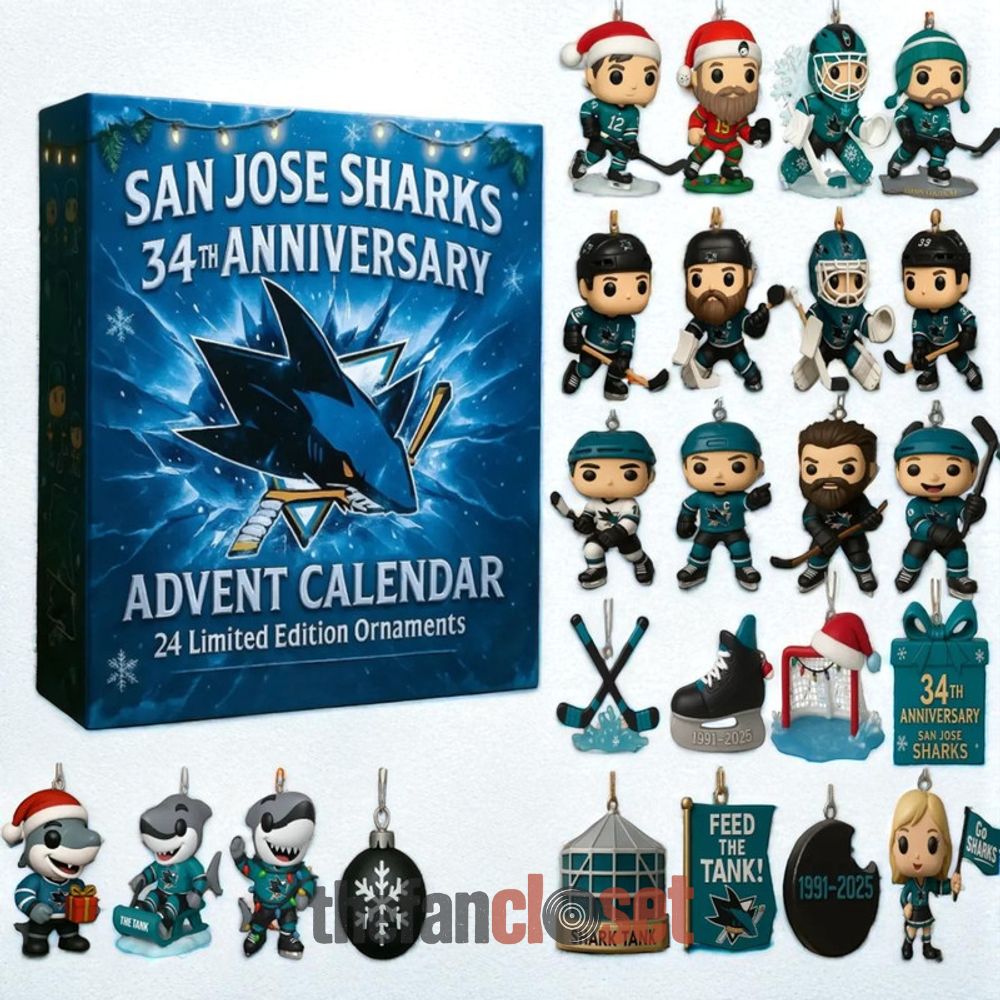 San Jose Sharks 34th Anniversary 2025 Advent Calendar San Jose Sharks 34th Anniversary 2025 Advent Calendar Acrylic Hanging Decor Box