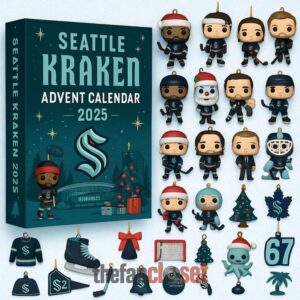 Seattle Kraken NHL Limited Edition 2025 Advent Calendar Acrylic Hanging Decor Box