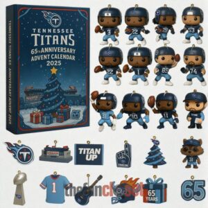 Tennessee Titans 65th Anniversary Advent Calendar Acrylic Hanging Decor Box 2025