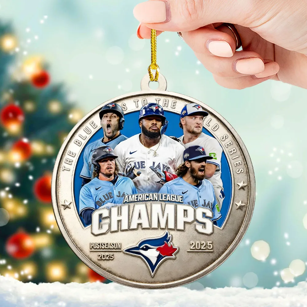 Toronto Blue Jays 2025 American League Champions Custom Shape 2-sided Acrylic Ornament  TRT1020