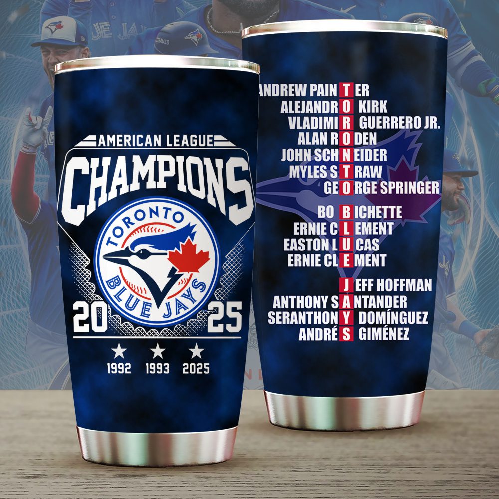 Toronto-Blue-Jays-2025-American-League-Champions-Tumbler-Cup-TRT1045 Toronto Blue Jays 2025 American League Champions Tumbler Cup TRT1045