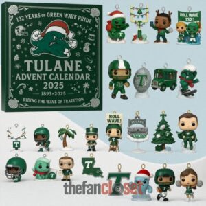 Tulane Green Wave 132nd Anniversary Advent Calendar Acrylic Hanging Decor Box