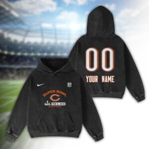 Chicago Bears Bad Bunny Super Bowl LX 2026 2D Washed Hoodie