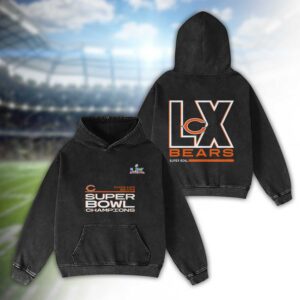 Chicago Bears Bad Bunny Super Bowl LX 2026 2D Washed Hoodie