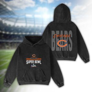 Chicago Bears Bad Bunny Super Bowl LX 2026 2D Washed Hoodie
